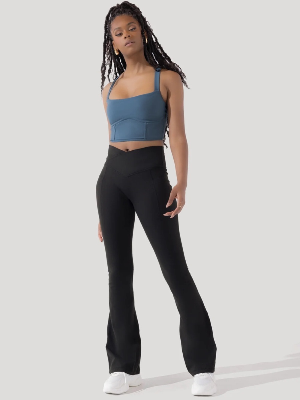 Popflex Crisscross Hourglass Flared Legging with Pockets - Large w 34”inseam